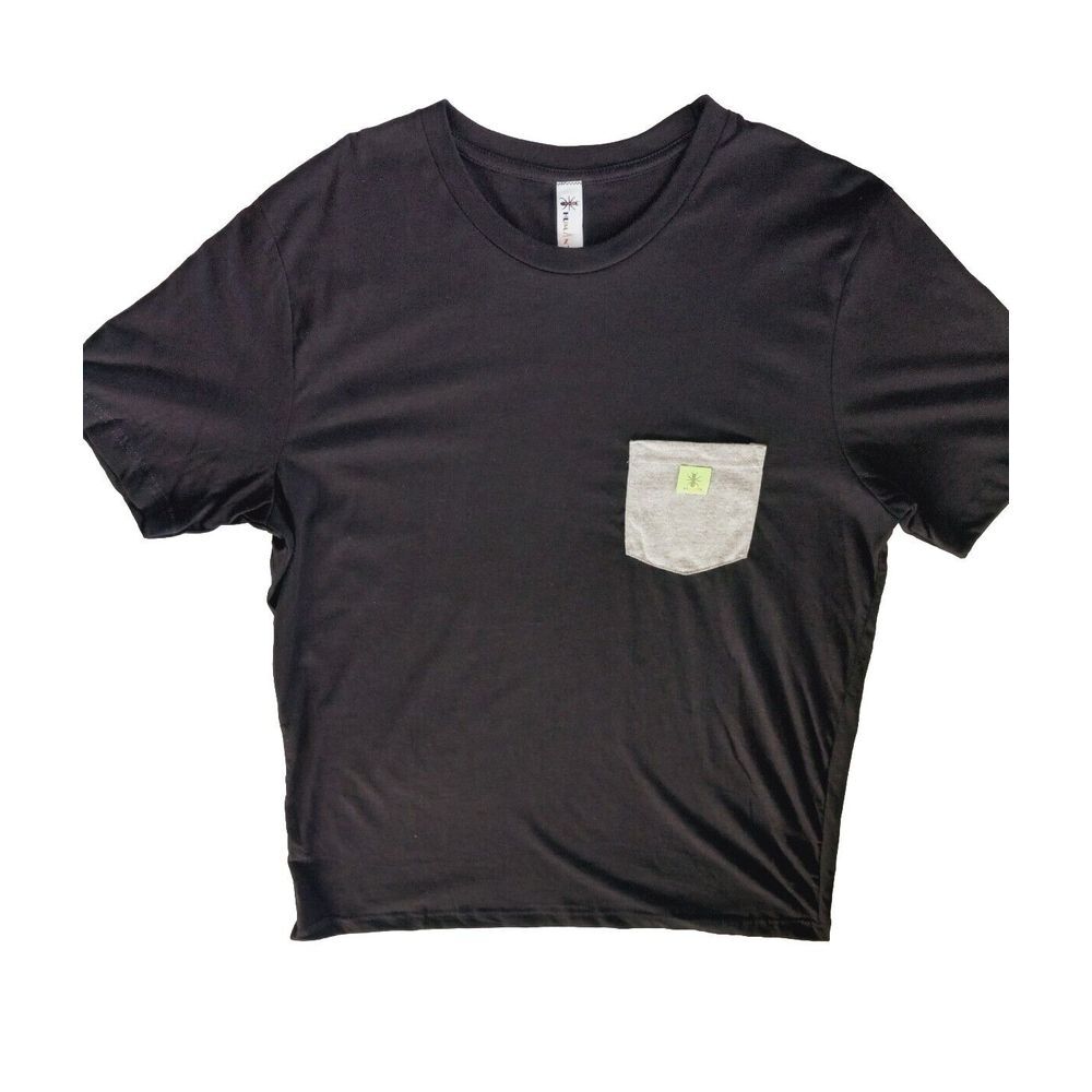 Humants Men's Large Workwear Jersey Pocket Tee Dark Black‎ Gray heather Cotton